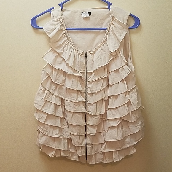 J. Crew Factory Jackets & Blazers - 🔴J Crew Pale Pink Ruffle Zip Up Vest